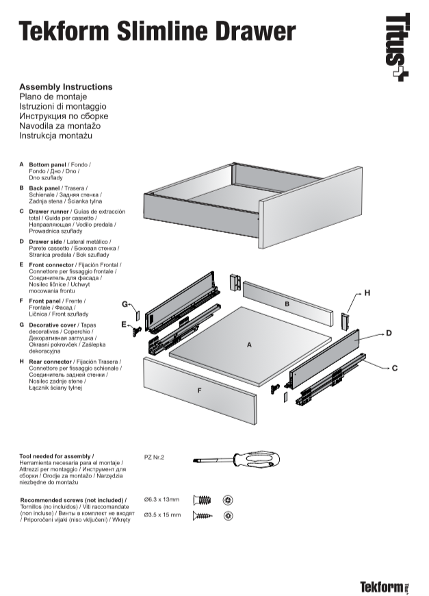 Tekform Slimline Drawer Mounting Instructions