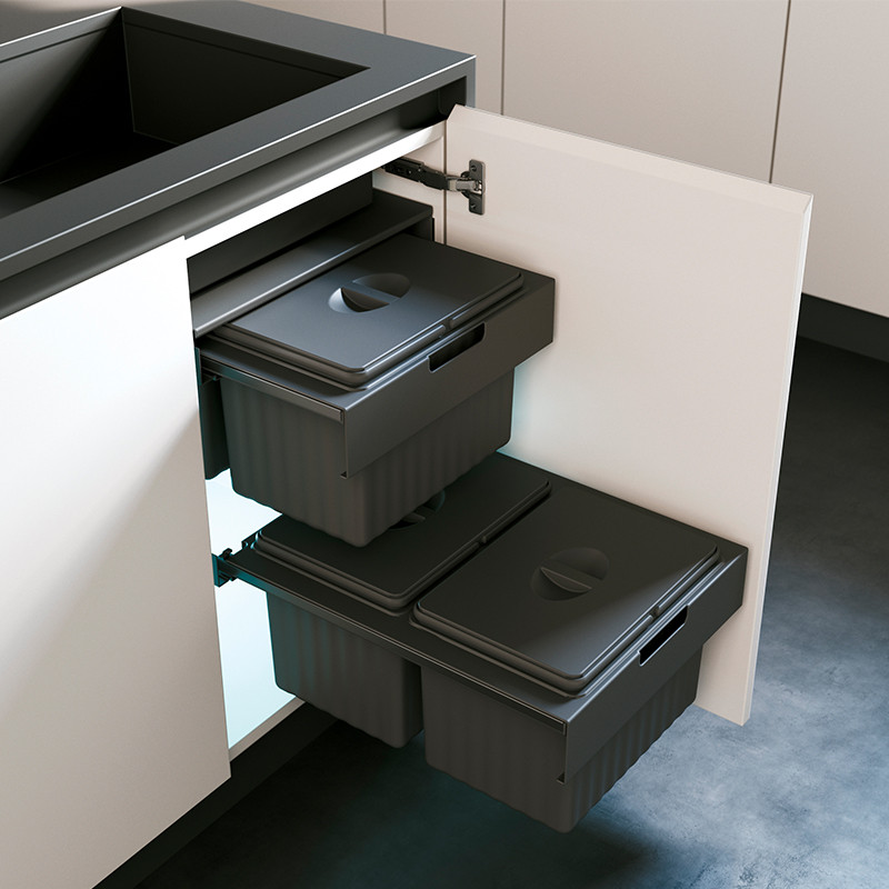 Quadra Base Pull-out Bins 600mm | Titus Tekform